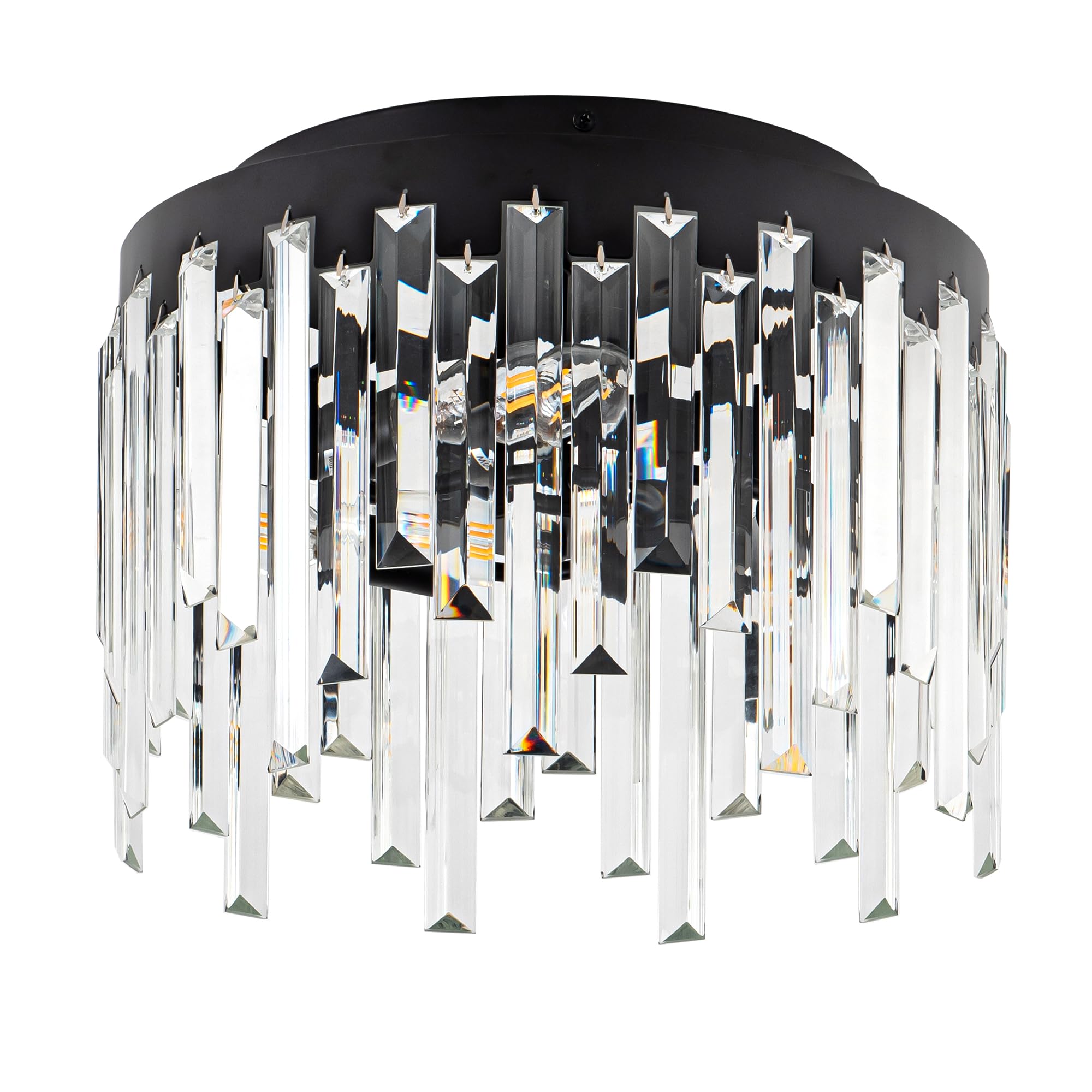 Crystal Ceiling Light, Balck Flush Mount Ceiling Light, Modern Chandelier