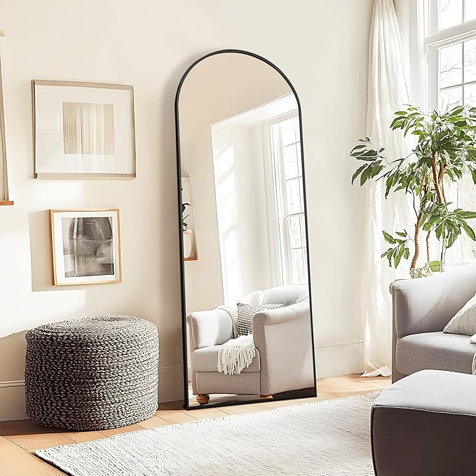 Arched Full Length Mirror with Stand, Gold Mirror