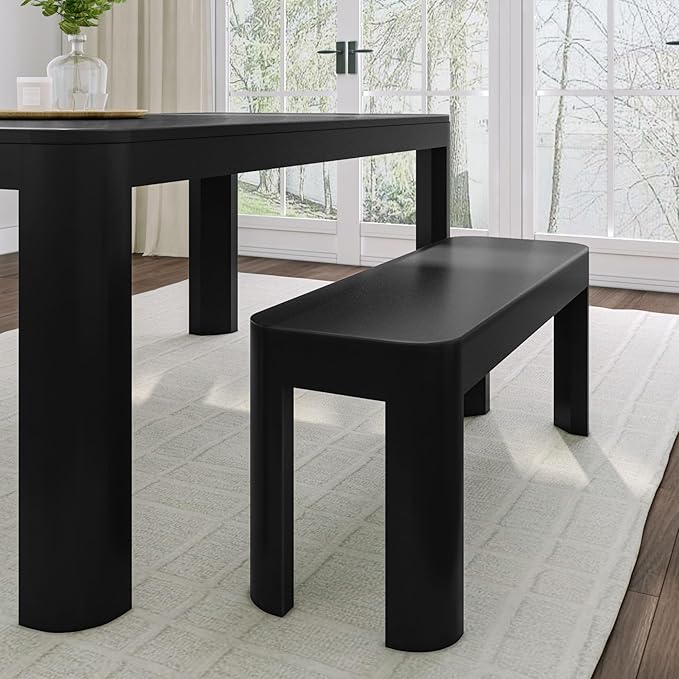 Contour Bench, Modern Rounded 58 Inch Dining Bench