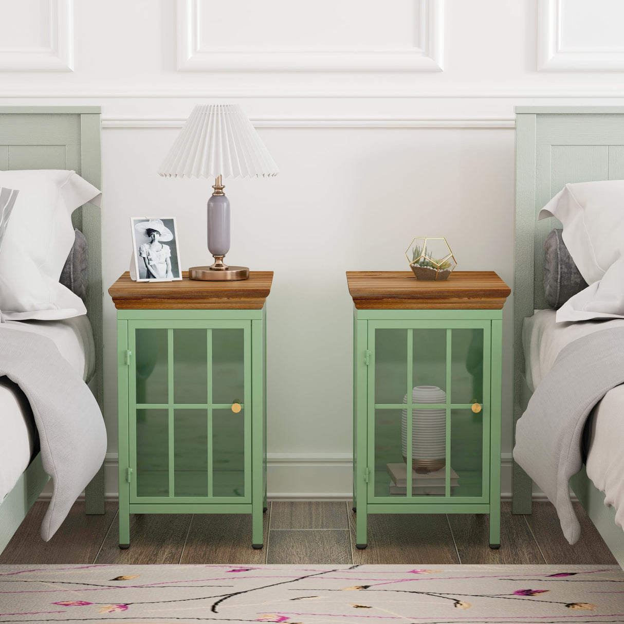 Night Stand, Bedside Table, Mint Green