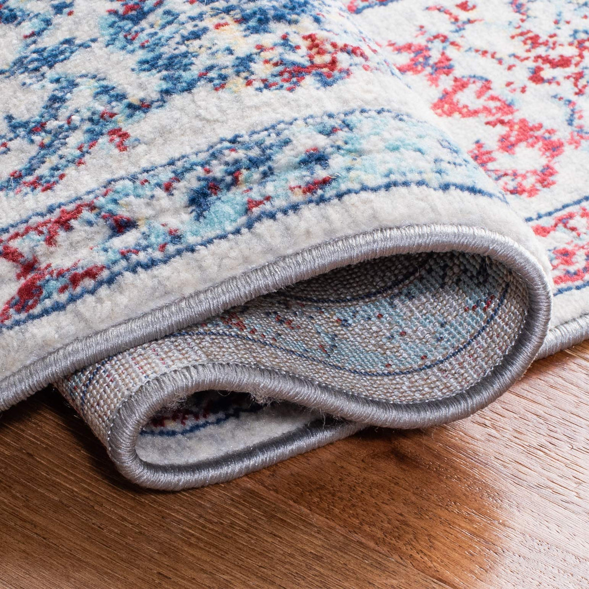 Brentwood Collection 6'7" Square Ivory/Blue BNT832B Medallion Distressed