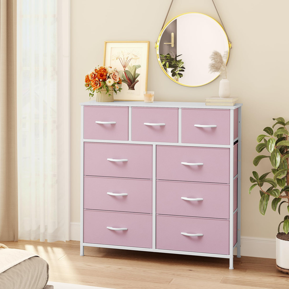 Dresser for Bedroom with 9 Drawers, Fabric Storage Dresser, Closet Dresser & Chest
