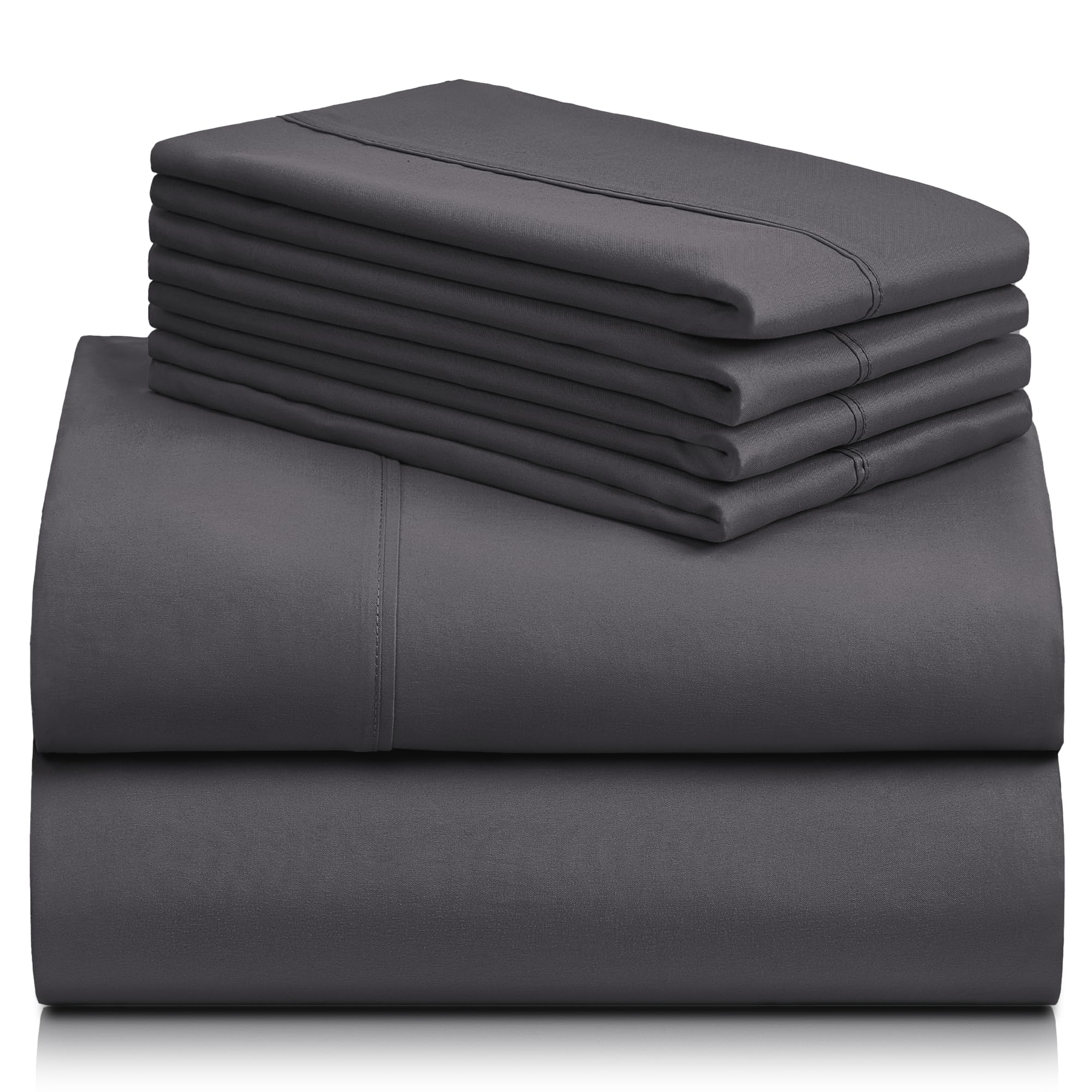 6 PC King Sheet Set, Breathable Luxury Bed Sheets, Deep Pockets 18" Wrinkle Free Cooling Bed