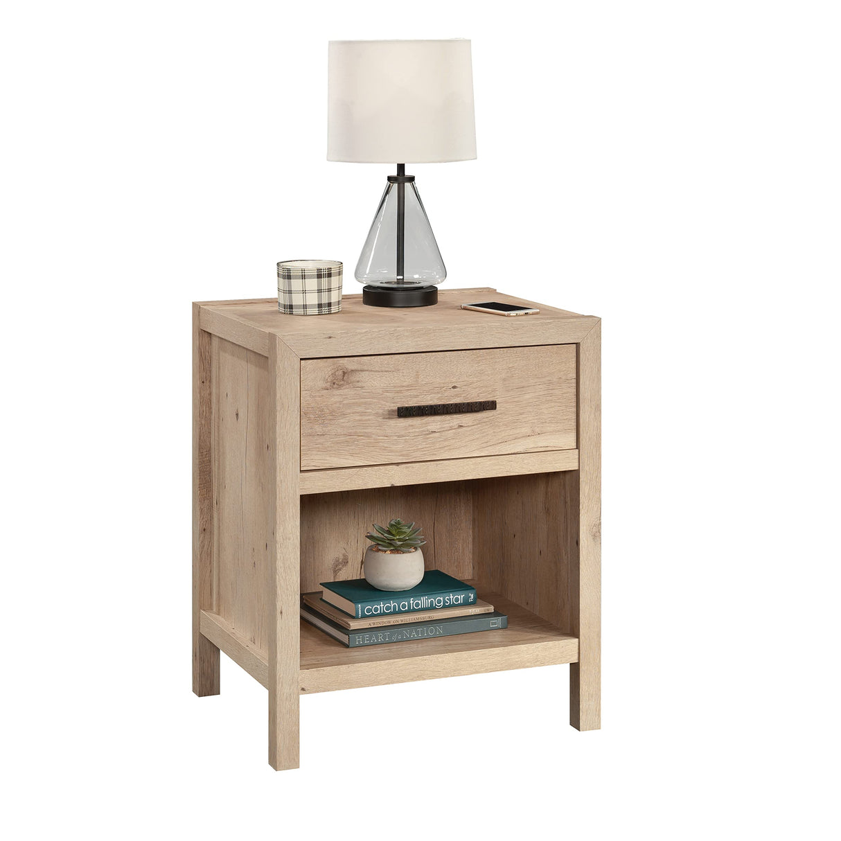 1-Drawer Night Stand, Prime Oak Finish