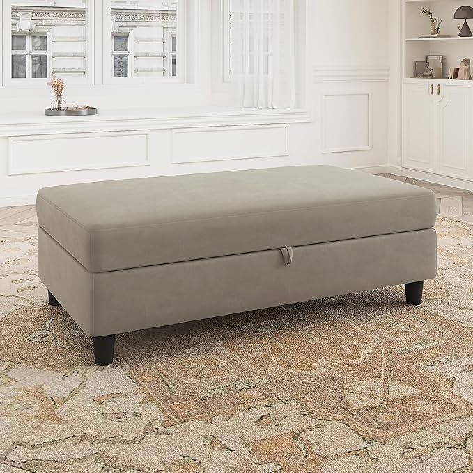 Storage Ottoman Bench, Upholstered Rectangle Ottoman Module, Storage Ottoman