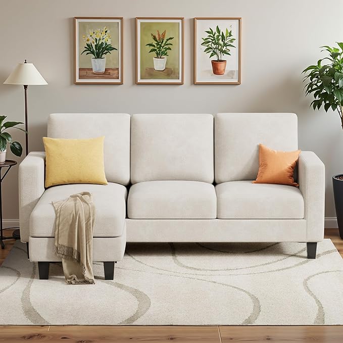 Convertible Sectional Sofa Couch,3 Seats L-Shaped Couch