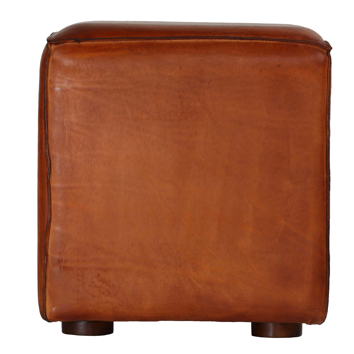 Sands Leather Cube Ottoman, 18.5" High, Brown