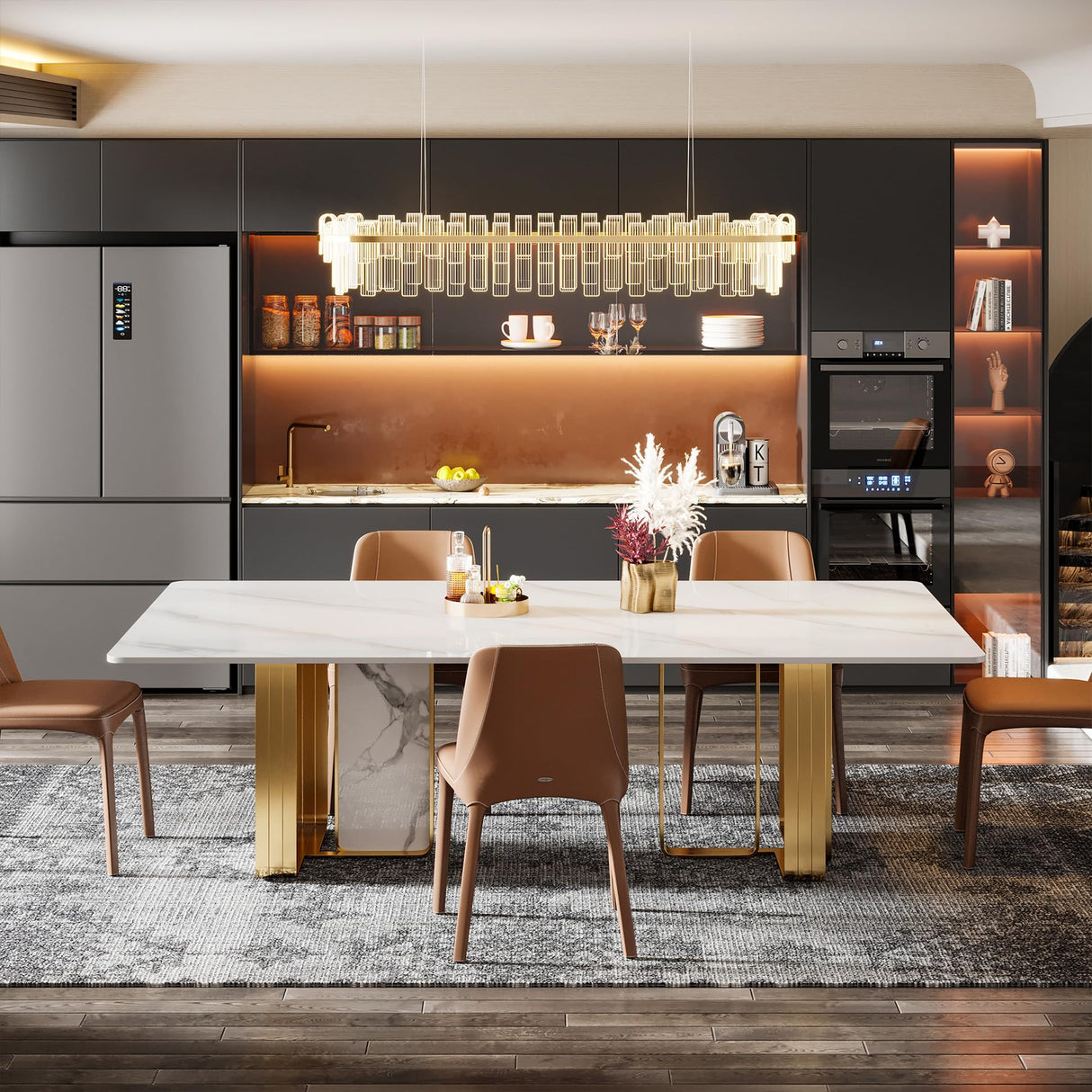 79-Inch Luxurious White Sintered Stone Conference Room Table for 6-8 People