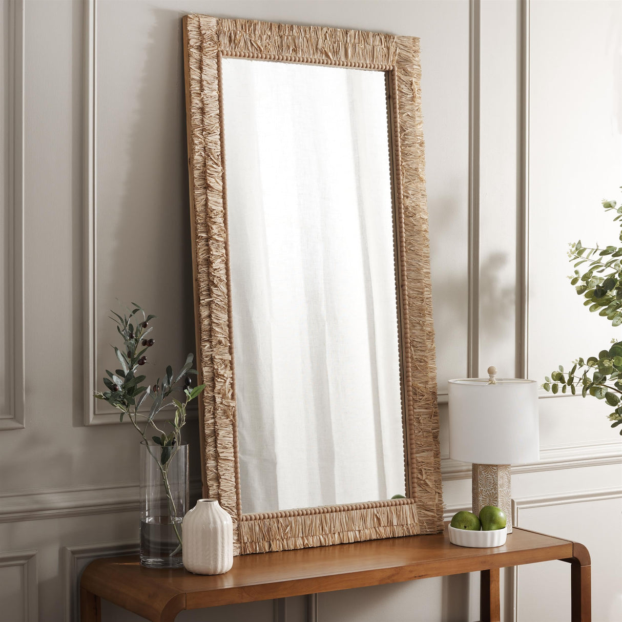 Home Collection Zoelle Tropical Natural 30 x 55-inch Rectangle Decorative Accent Wall Mirror