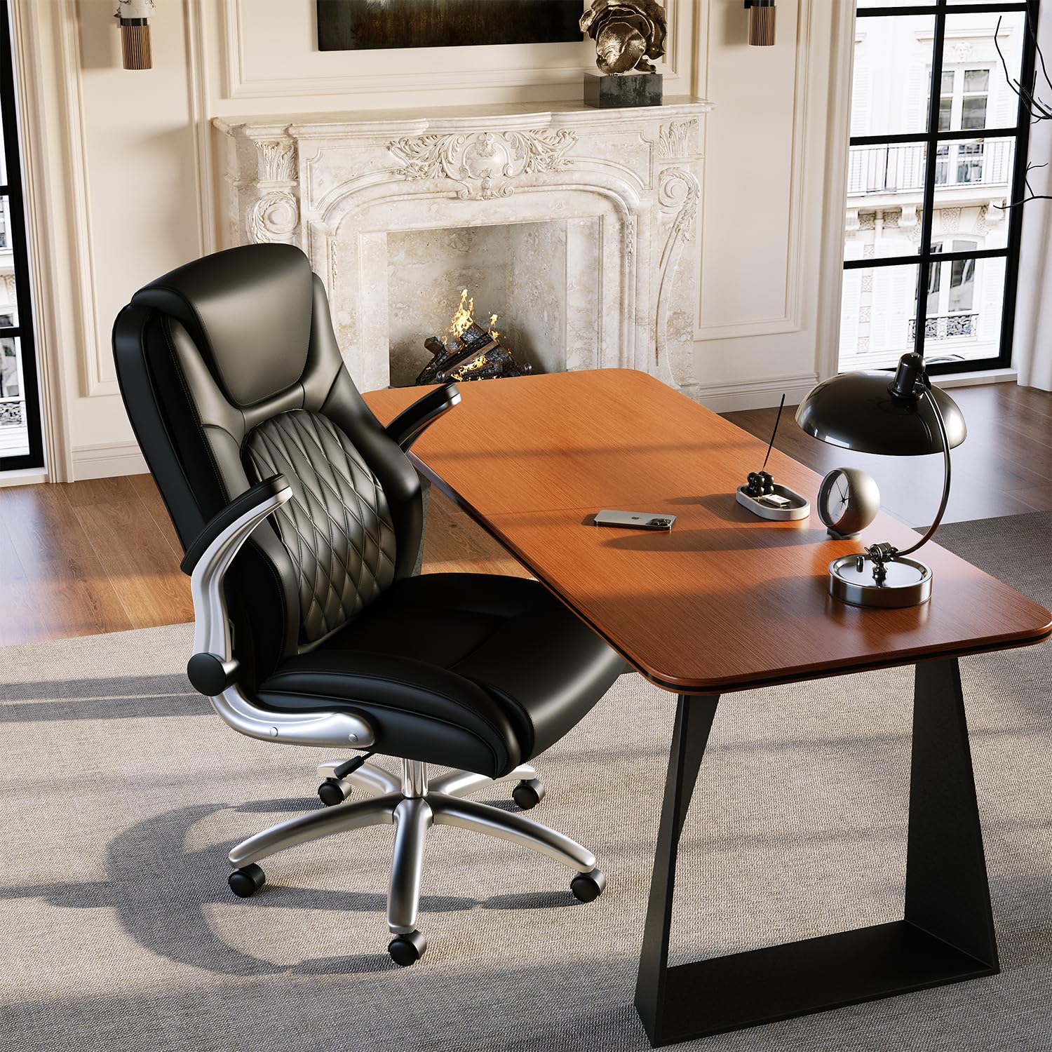 Ergonomic Office Chair, Big and Tall Desk Chair, Executive Comfy Leather Computer Chair
