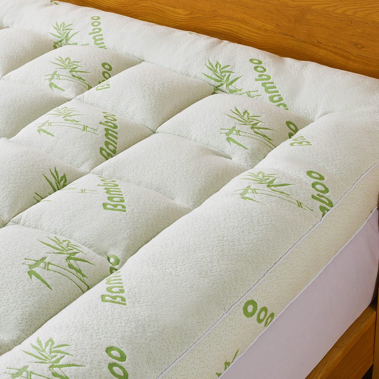 Bamboo_Viscose Mattress Topper Queen Size, Cooling Extra Thick Breathable Mattress pad
