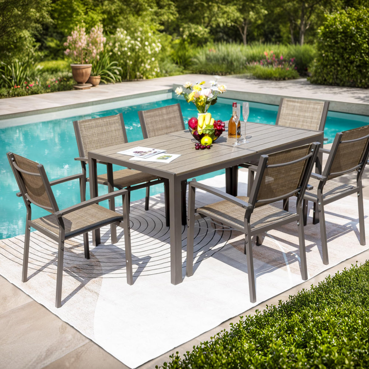 Outdoor Dining Set 7 Piece Patio Furniture Set with Weather Resistant