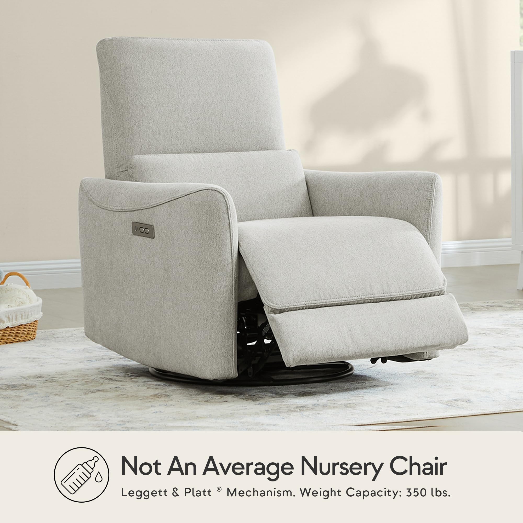 MammaNest Power Glider Swivel Recliner – 270° Rocker with USB