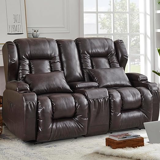 CozyNest 65" Dual Recliner Loveseat Sofa – Manual Recline, Console Storage