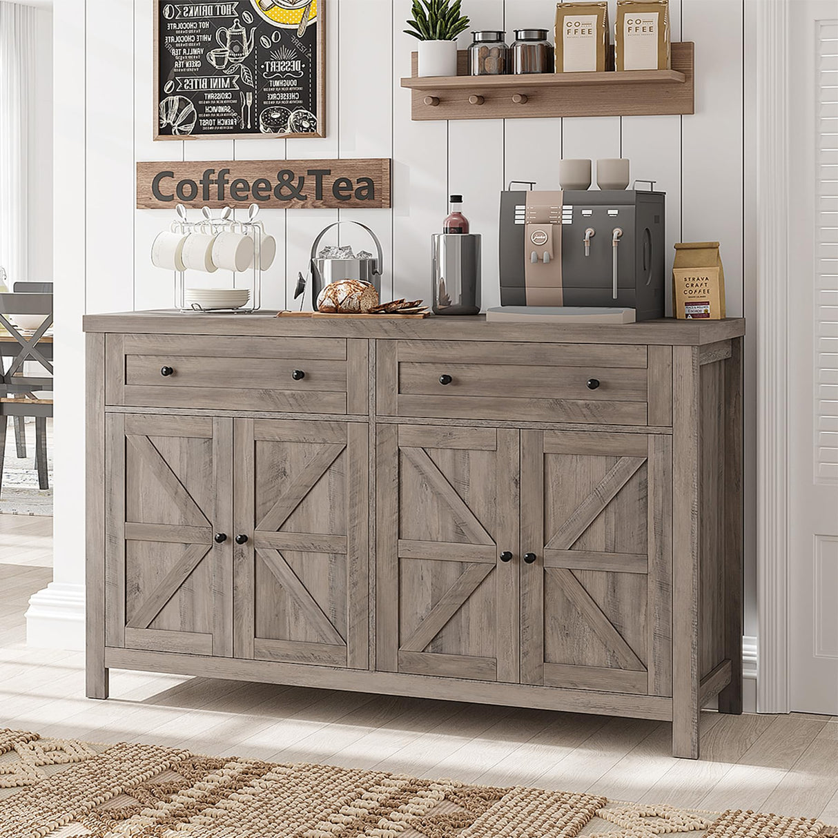 55" Buffet Sideboard Cabinet with Storage