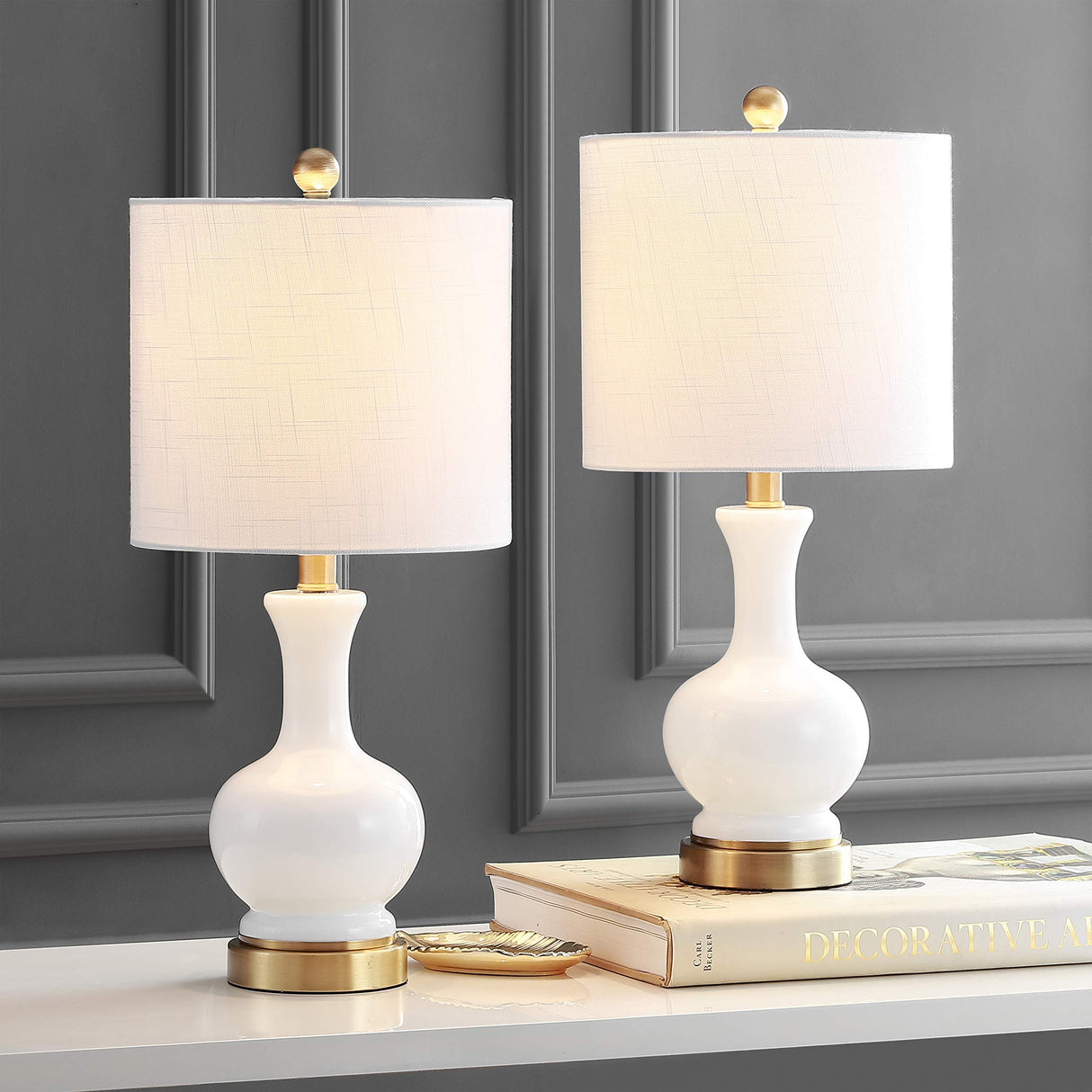YL4033A-SET2 Set of 2 Table Lamps Cox 22" Glass/Metal LED Table Lamp Contemporary