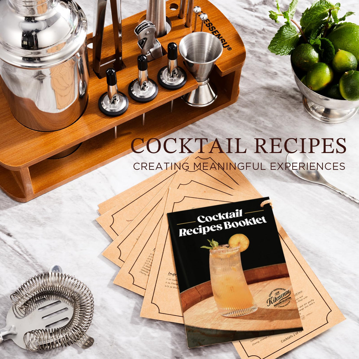 Premium Cocktail Shaker Set | 15-Piece Bartender Kit with Stand & Accessories