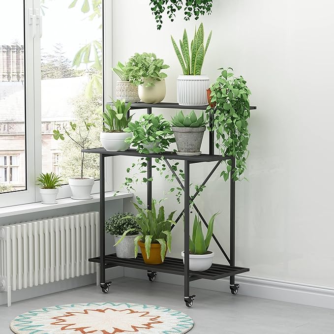 3 Tier Plant Stand Space-Saving Heavy Duty Plant Holder for Balcony, Home, Garden