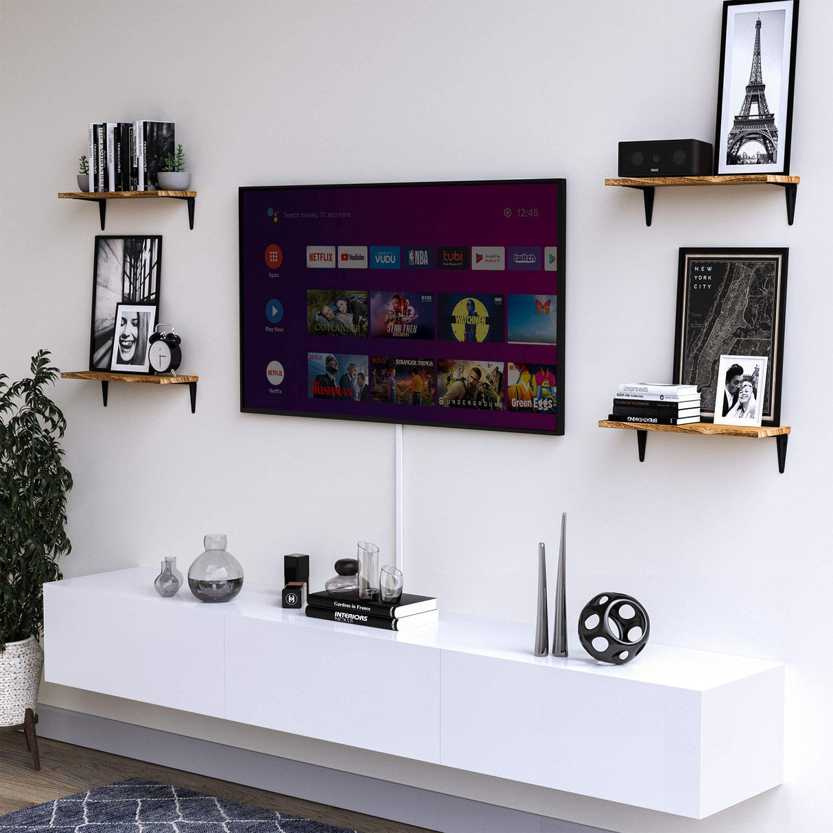 Arras Floating Shelves for Wall Storage, Wood Wall Shelves for Kitchen Organization