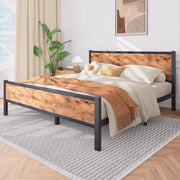 Full Size Bed Frame,Wood Platform Bed Frame with Headboard and Footboard