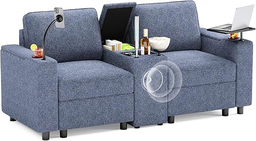 SmartLuxe – Power Reclining Home Theater Sofa with Bluetooth, Storage & Cup Holders