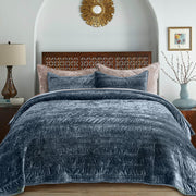 Luxury Ruched Velvet Quilt King Size, Ultra Soft Bedspread Coverlet Set