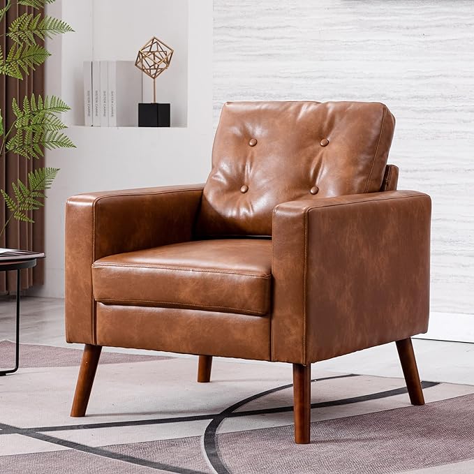StoneCraft Arlo Tufted Accent Armchair – PU Leather