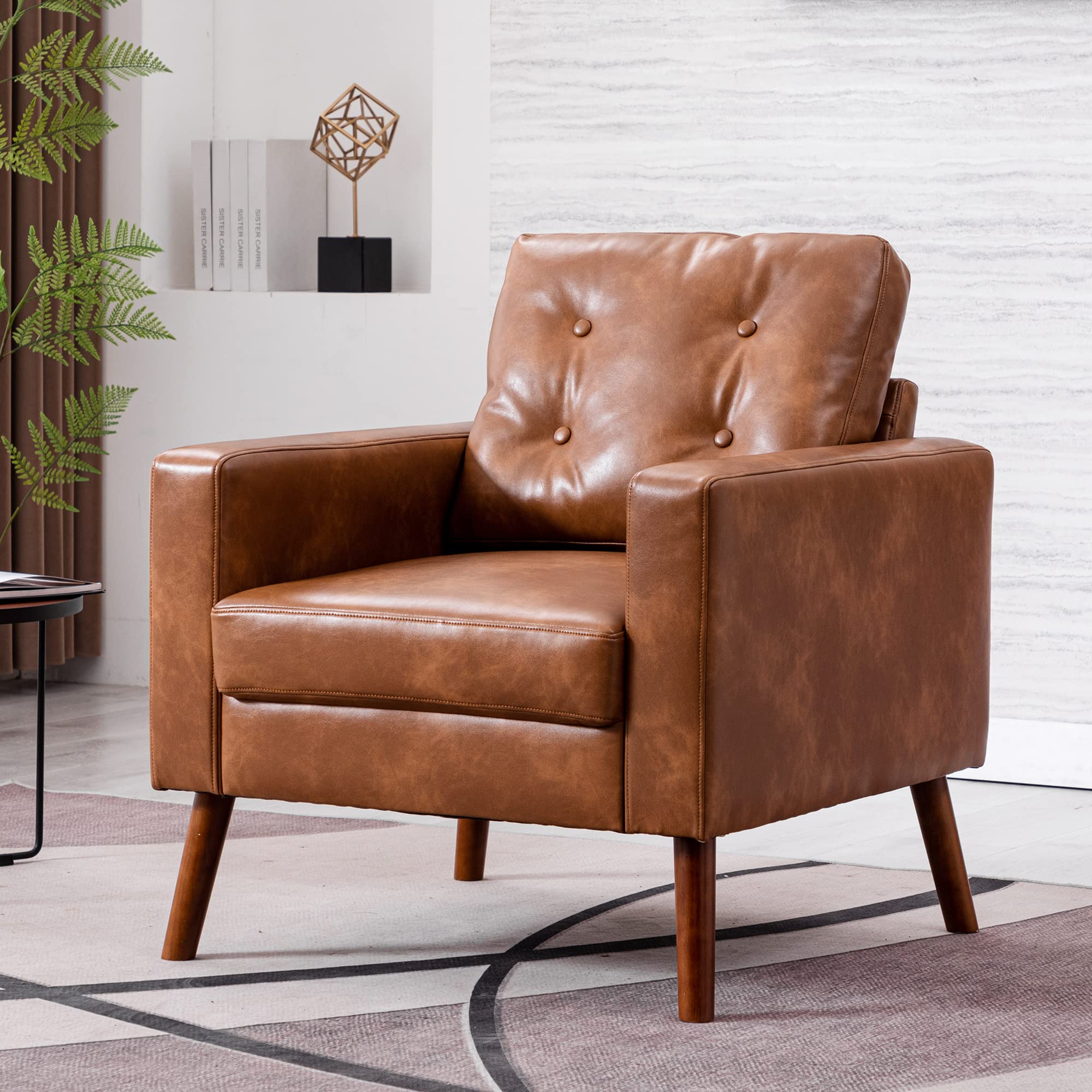 StoneCraft Arlo Tufted Accent Armchair – PU Leather