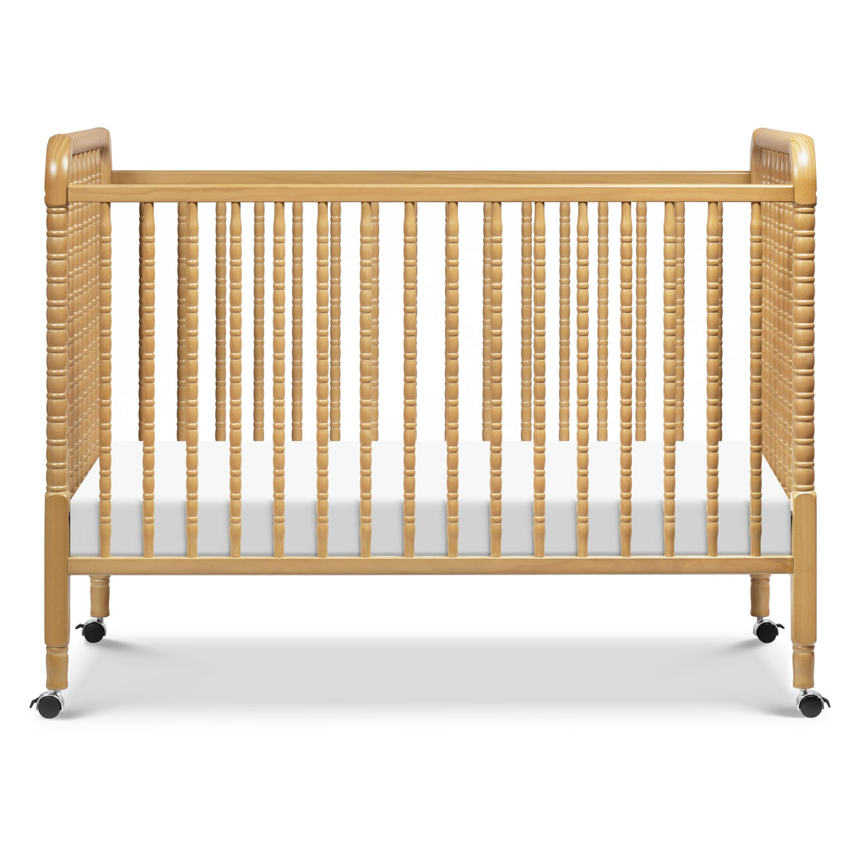 Jenny Lind 3-in-1 Convertible Crib in Honey, Removeable Wheels, Greenguard Gold
