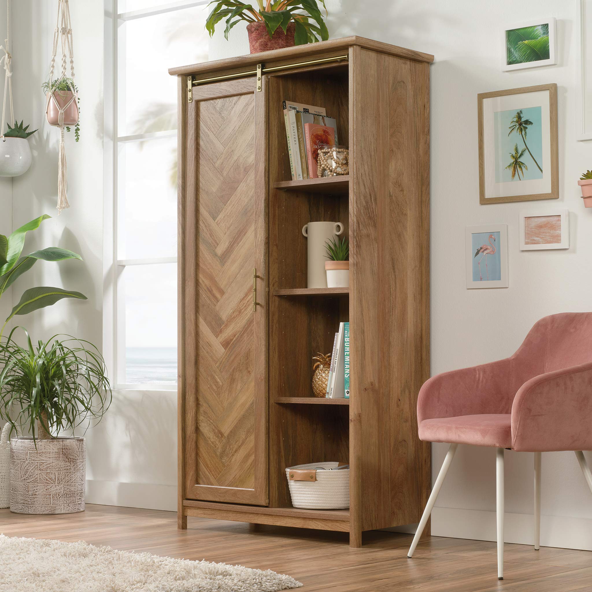 Coral Cape Storage Pantry Cabinet, L: 34.84" x W: 17.64" x H: 66.97"
