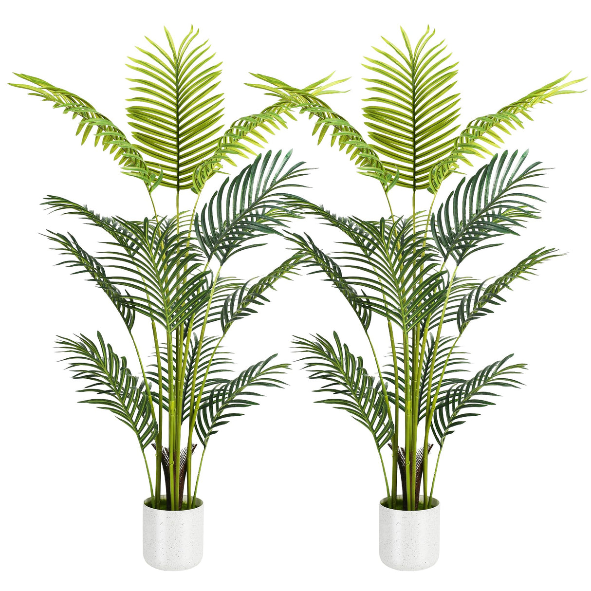 Artificial Palm Tree 4FT, Suntee Fake Tree with White Tall Planter 2 Pack