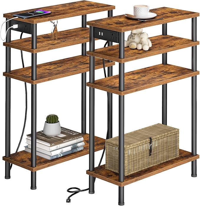 Narrow Side Table with Charging Station