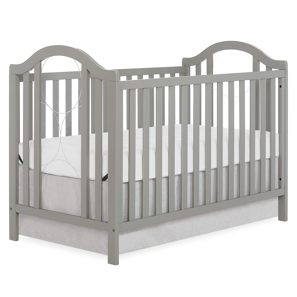 On Me Pacific Acrylic Convertible Crib In Cool Grey, Greenguard Gold Certified, Made Of Durable And Sustainable Pinewood, Three Mattress Height Settings