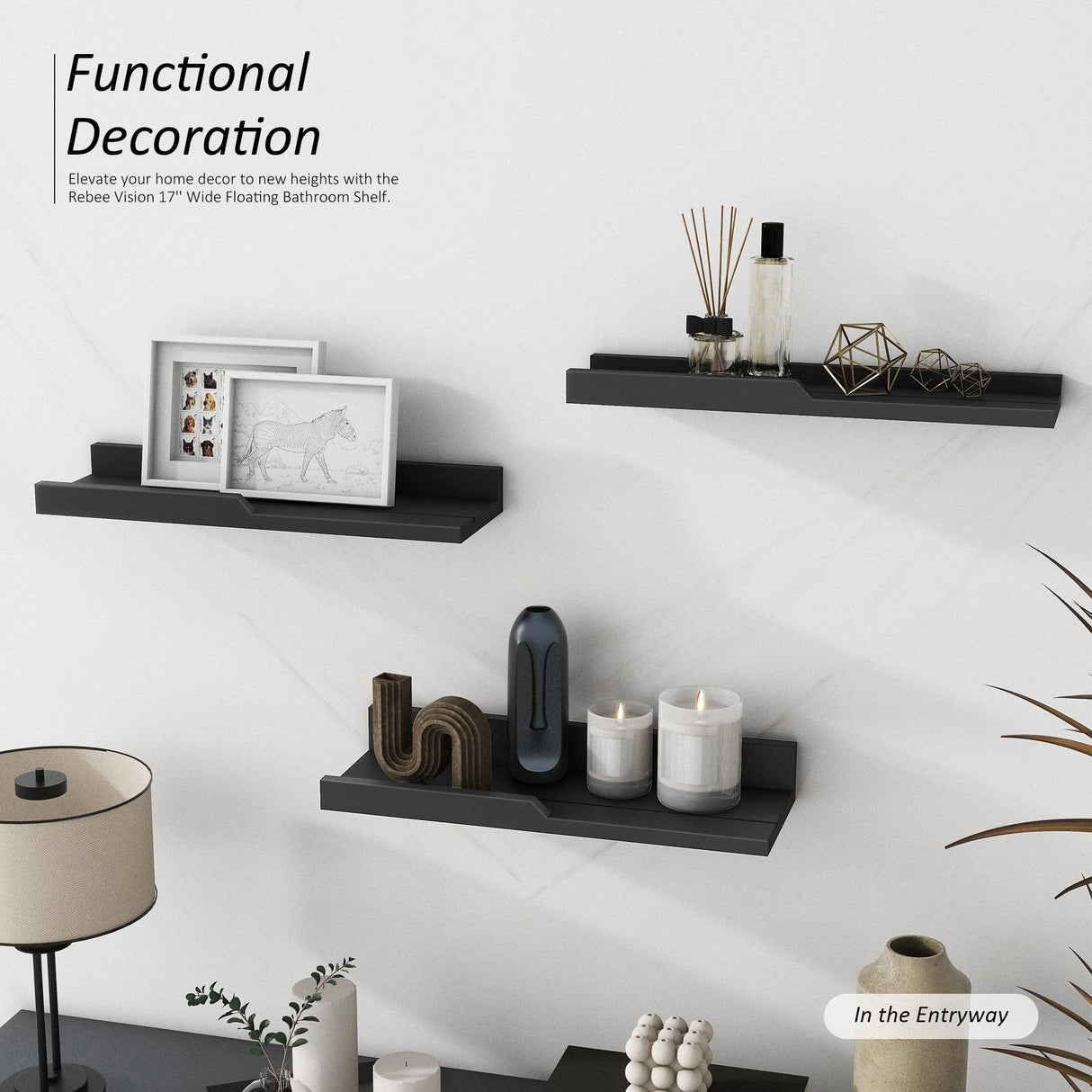 Modern Floating Shelves Set of 3 : Farmhouse Wall Mounted Bedroom