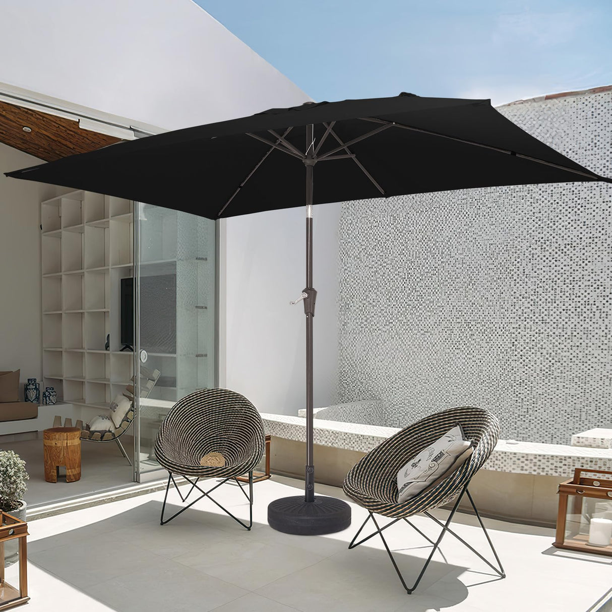 6.5x10 ft Rectangular Patio Umbrellas Outdoor Market Umbrella with Push Button