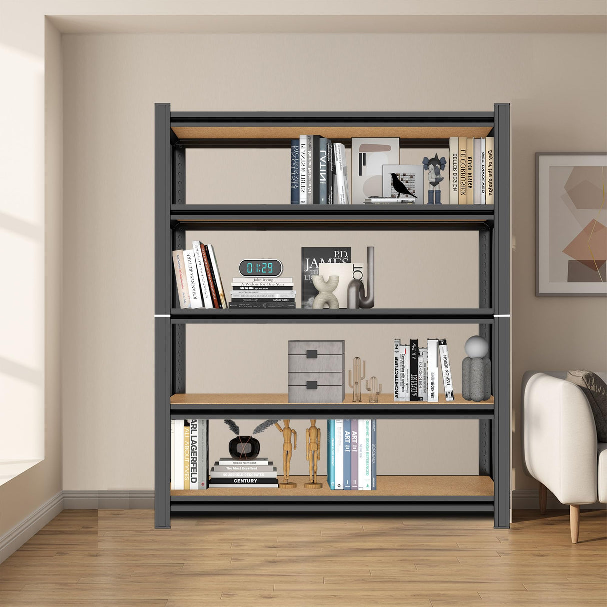 24" D x 46" W x 72" H Storage Shelves Adjustable 5-Tier Garage Shelving Heavy Duty Shelves 1500LBS Metal Shelving Utility Rack Shelf for Warehouse Basement Pantry Closet Kitchen