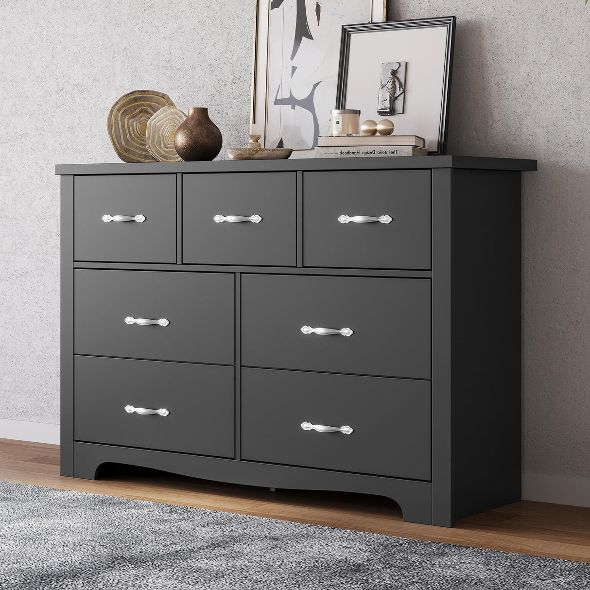 Modern 7 Drawers Dresser for Bedroom, Wood Dresser