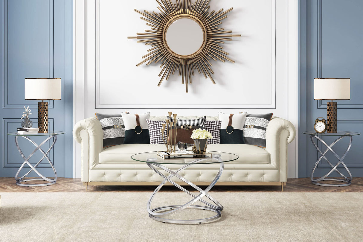 Round Coffee Table, Glass Coffee Tables for Living Room, Modern Coffee Table