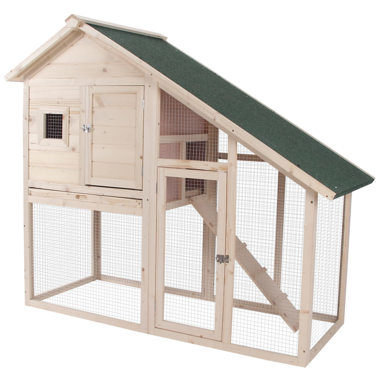 80" Chicken Coop, Wooden Outdoor Chicken Cage Hen House with Nesting Box