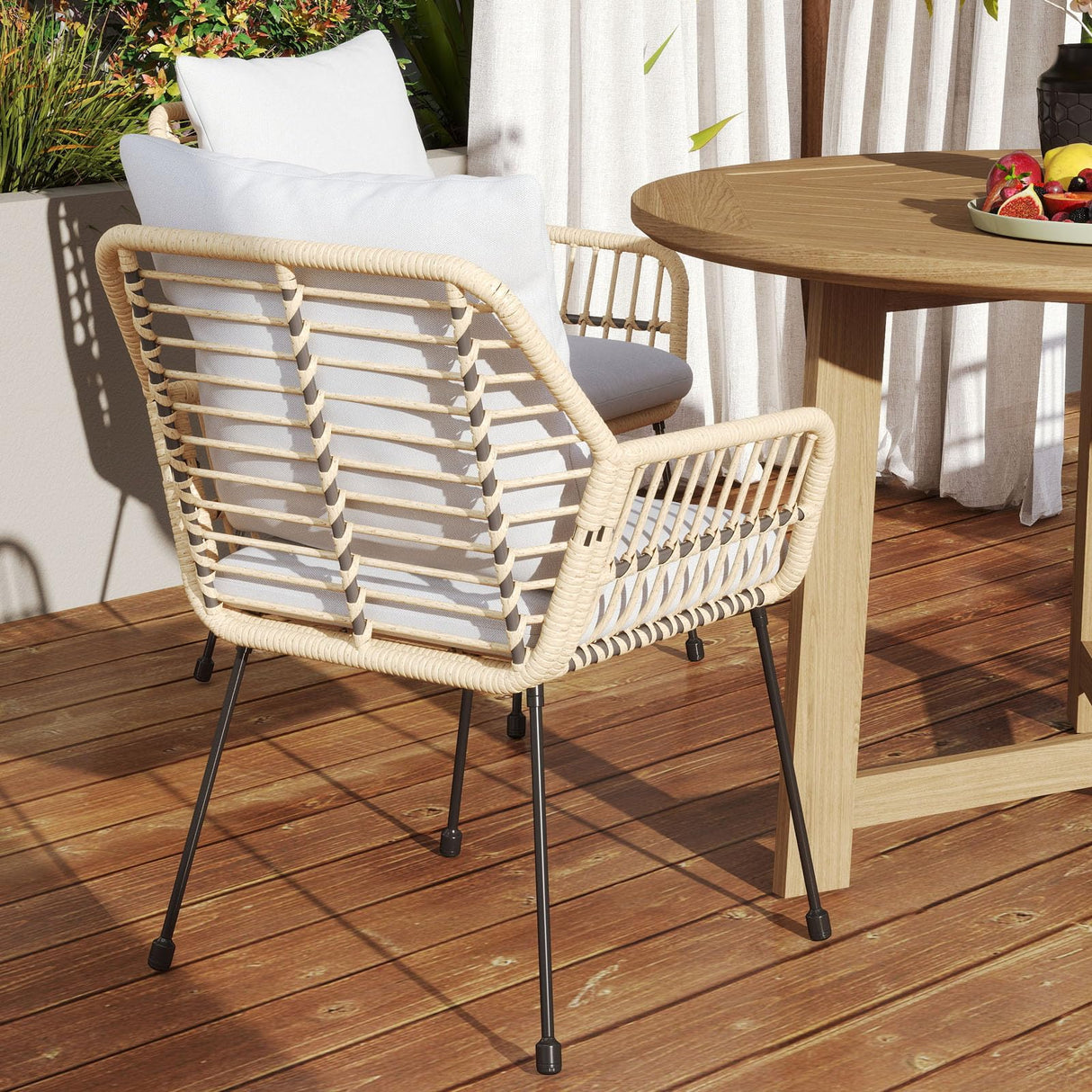 3 Pieces Outdoor Bistro Set, Bistro Set Outdoor with Glass Top Table