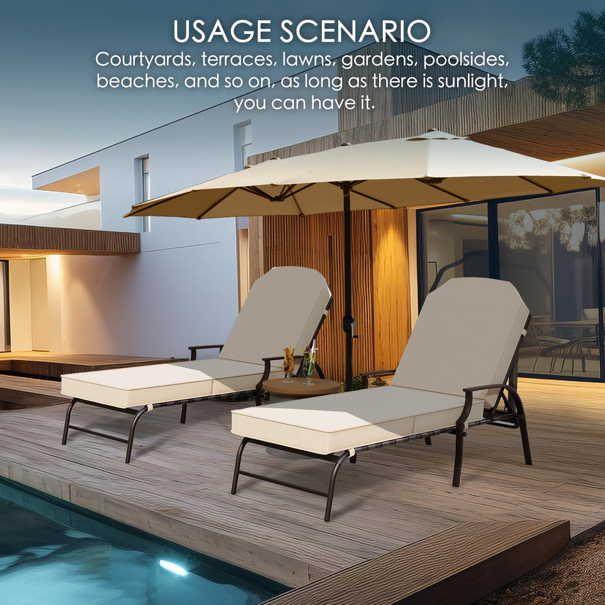 Maya Chaise Lounge - Outdoor Patio Recliner Chair, Comfortable Patio Lounge Chair