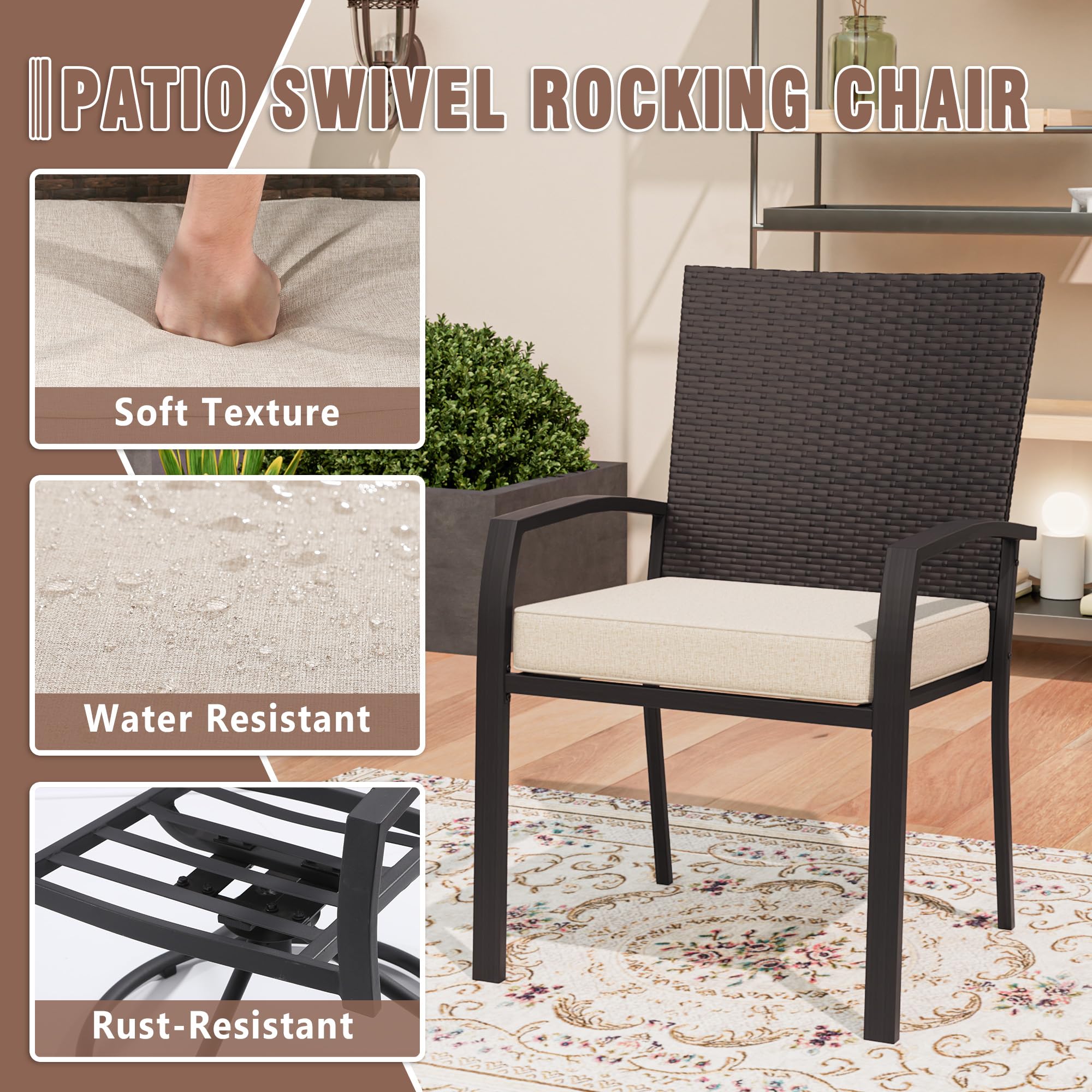 Qsoer 7-Piece Patio Dinning Set, All-Weather Use Outdoor Dinning Set for 6 with 1 Rectangular Table and 6 Metal Chairs for Deck, Porch, Poolside,Backyard