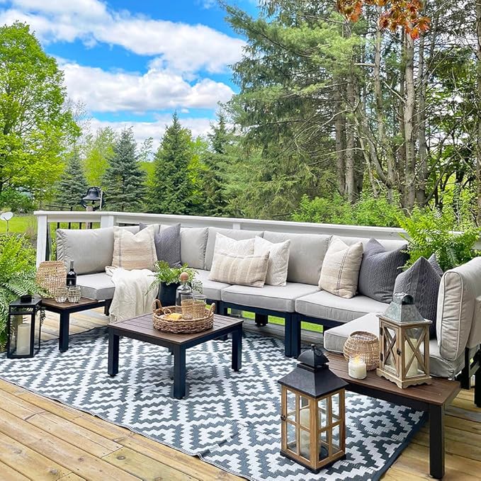 Outdoor Sectional Sofa 7 Piece Metal Outdoor Sectional Furniture Couch Patio