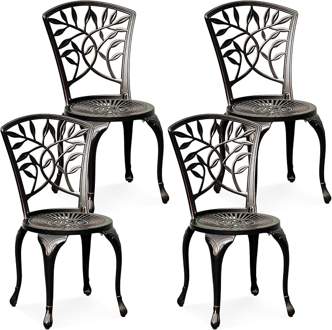 Outdoor Cast Aluminum Outdoor Chairs Set of 2, All-Weather Patio Dining Chair