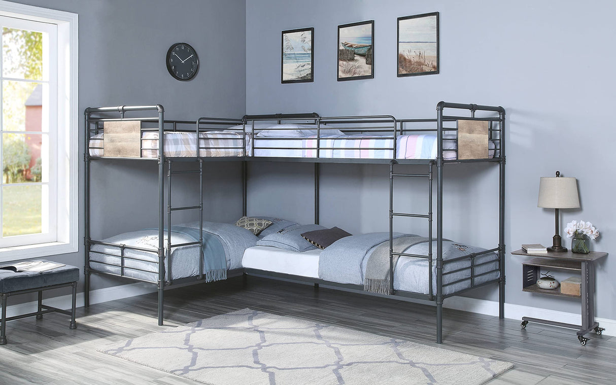 Cordelia Twin Over Twin Metal Bunk Bed in Sandy Black