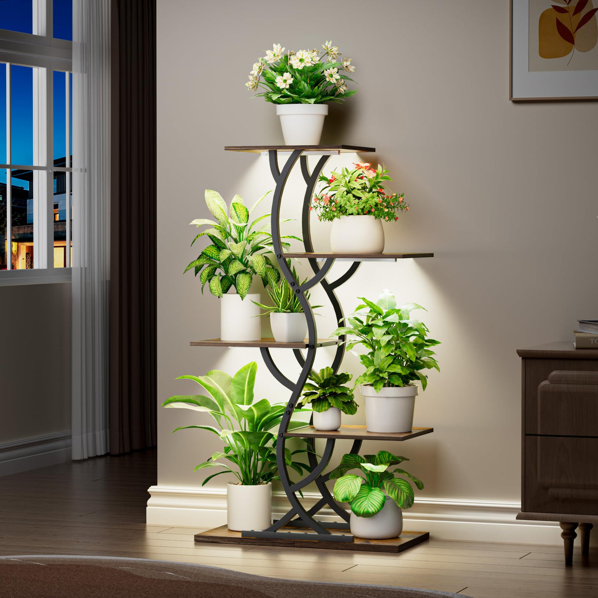 GlowCurve 43 – 5 Tier Corner Plant Stand with Grow Lights