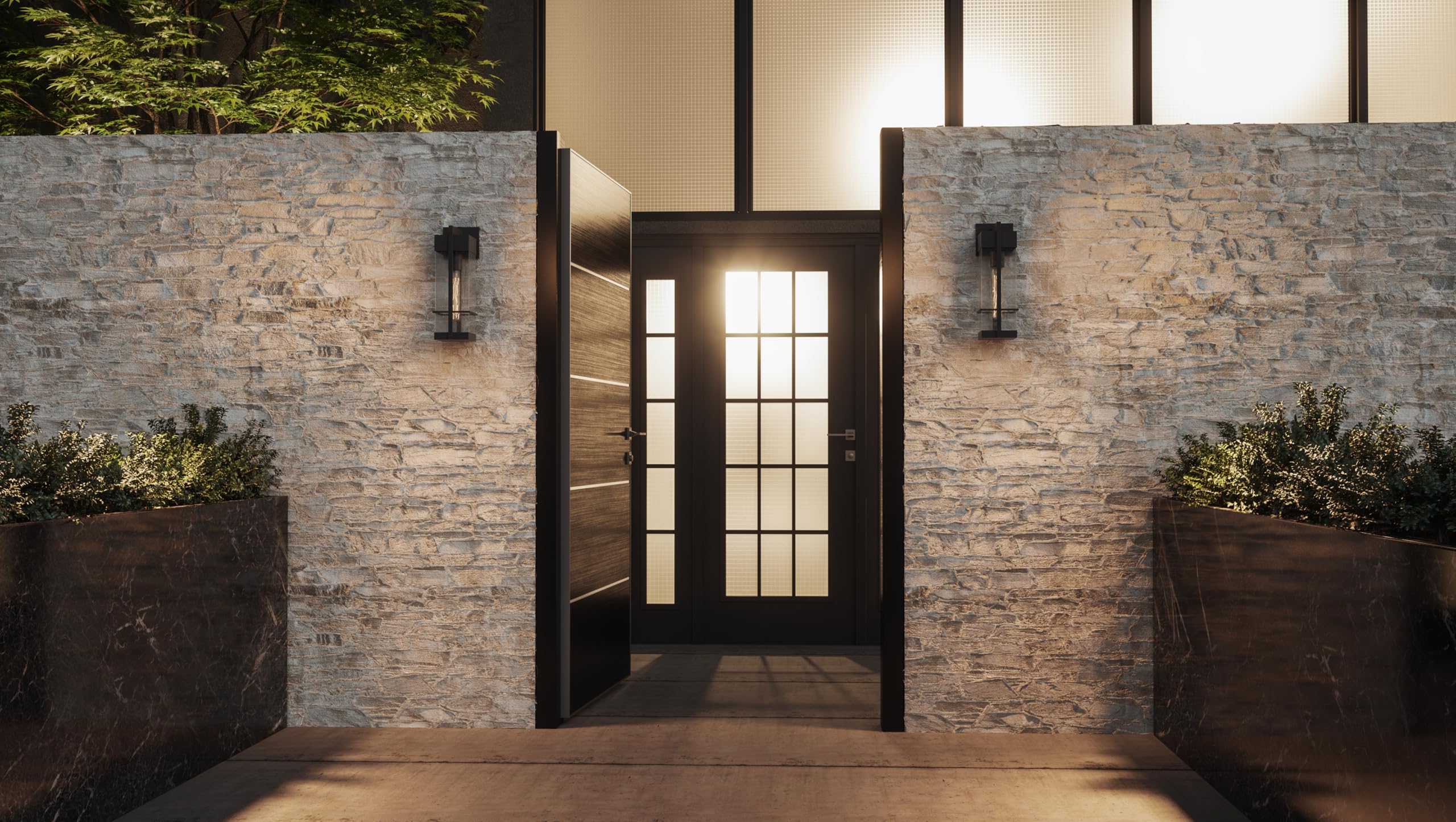 Wynn 1-Light Earth Black Outdoor Wall Lantern