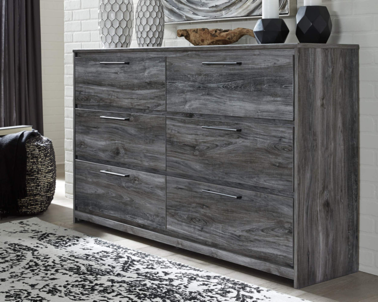 Baystorm Rustic Coastal 6 Drawer Dresser, Smoky Gray