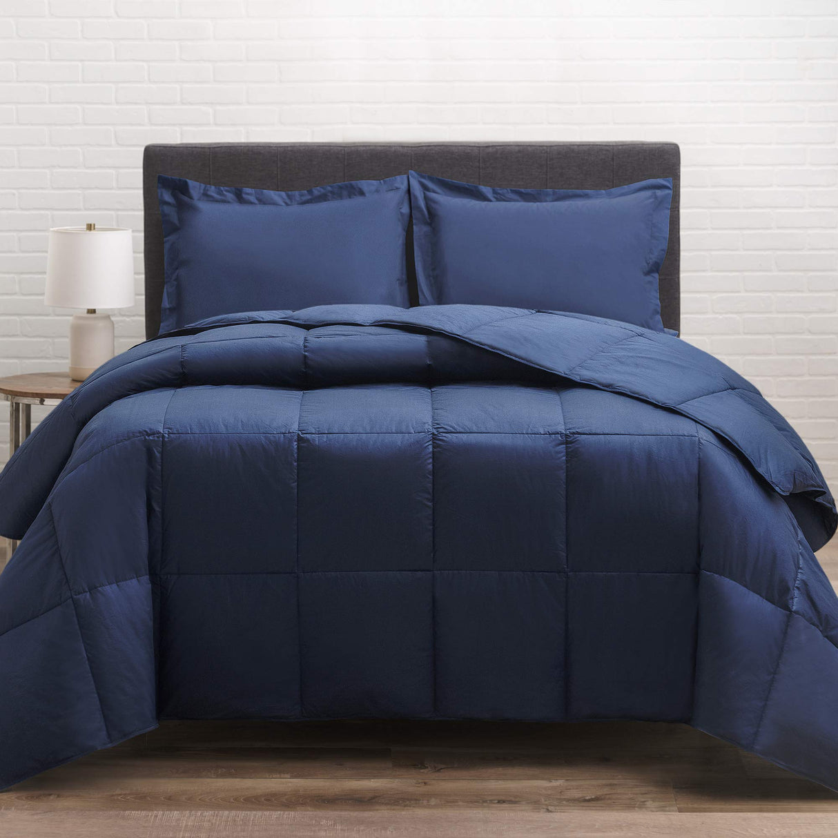 Allied Essentials Cotton Twill Down Comforter (Navy, Twin)