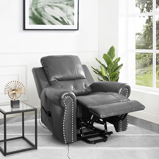 TatianaLux Air Leather Power Lift Recliner – Tufted Back &Remote Control